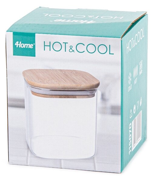 4Home Szklany pojemnik do żywności z wiekiem Bamboo, 550 ml, 550 ml