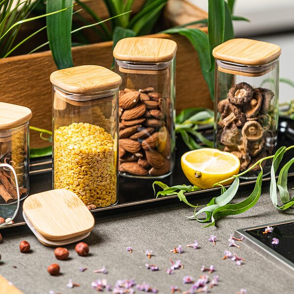 4Home Szklany pojemnik do żywności z wiekiem Bamboo, 300 ml, 300 ml