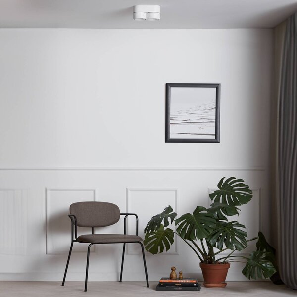 LOOM DESIGN Aim reflektor sufitowy LED 2-punktowy biały Aim, możliwość ściemniania, biały / opal, salon / jadalnia, aluminium, nowoczesny