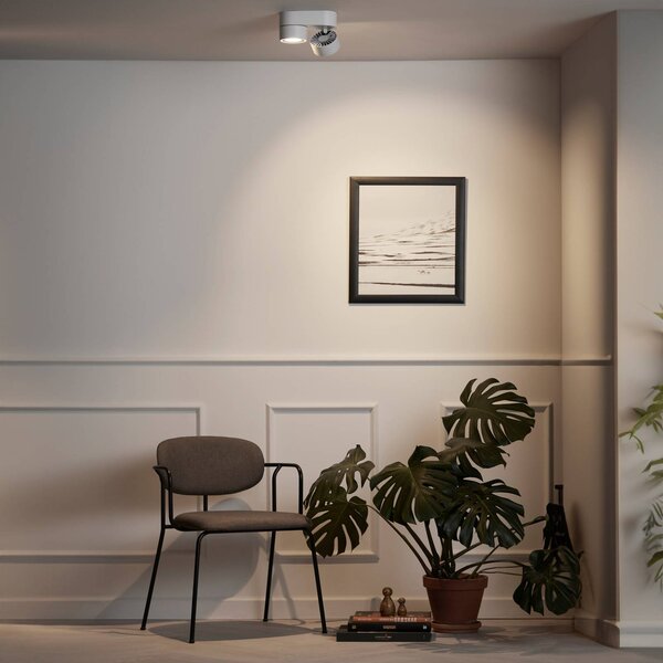 LOOM DESIGN Aim reflektor sufitowy LED 2-punktowy biały Aim, możliwość ściemniania, biały / opal, salon / jadalnia, aluminium, nowoczesny