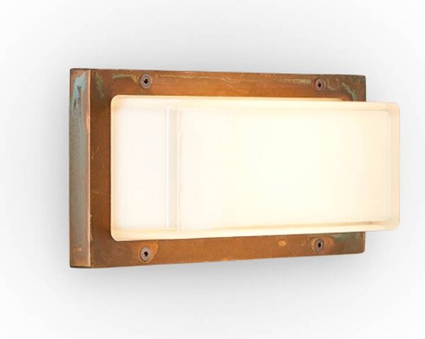 Moretti Luce Kinkiet zewnętrzny Ice Cubic, możliwość ściemniania, brązowy / mosiężny, mosiądz