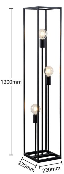 Lampa stojąca Krisha Lindby, czarny, salon / jadalnia, metal, vintage