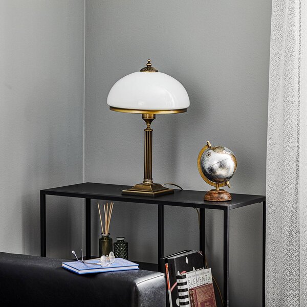 Lampa stołowa Petro Jupiter, brązowy / mosiężny, salon / jadalnia, metal, antyczny
