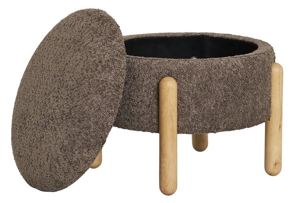 Brązowy podnóżek z materiału bouclé Medas – House Nordic