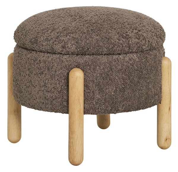 Brązowy podnóżek z materiału bouclé Medas – House Nordic