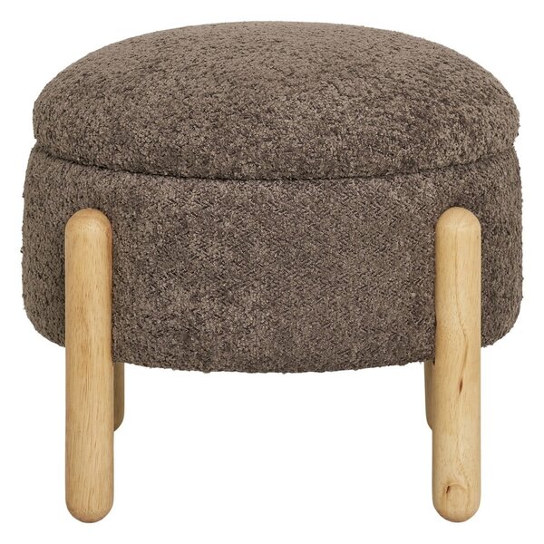 Brązowy podnóżek z materiału bouclé Medas – House Nordic