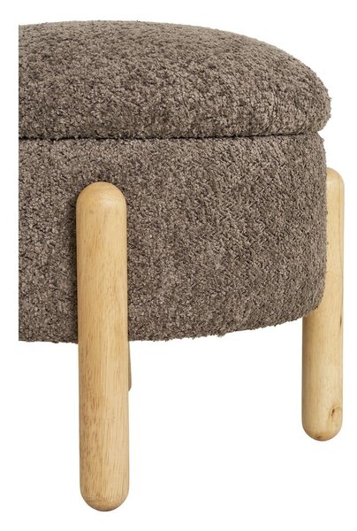 Brązowy podnóżek z materiału bouclé Medas – House Nordic