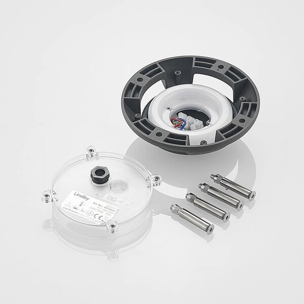 Reflektor podłogowy LED Huban, 15 cm, 4-punktowy, antracytowy Huban Lindby, czarny, aluminium, nowoczesny