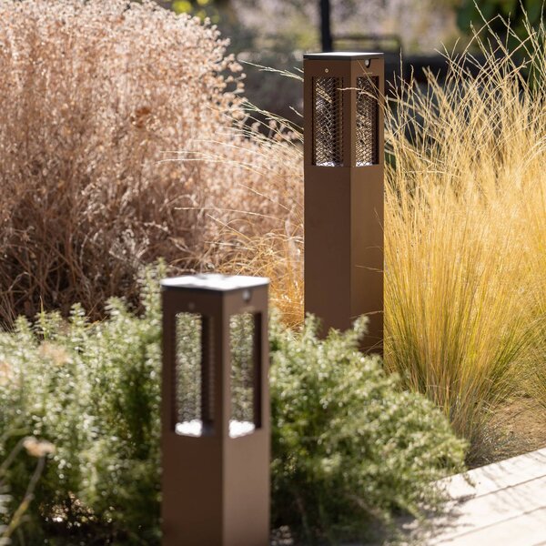 Les Jardins Słupek oświetleniowy LED Tradition Sensor Corten 90cm Tradition, możliwość ściemniania, brązowy / rdzawy, aluminium, nowoczesny