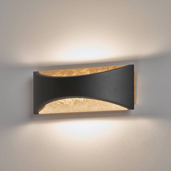 FISCHER & HONSEL Kinkiet LED Rio, czarny, salon / jadalnia, metal, nowoczesny