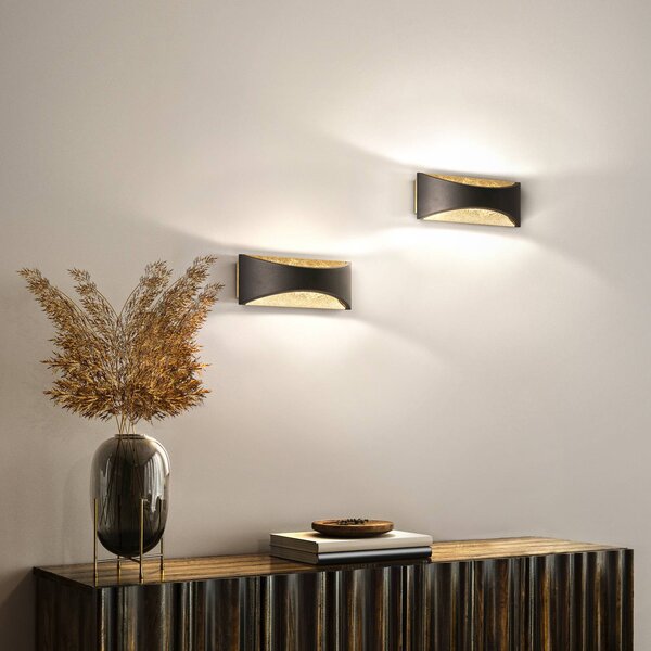 FISCHER & HONSEL Kinkiet LED Rio, czarny, salon / jadalnia, metal, nowoczesny