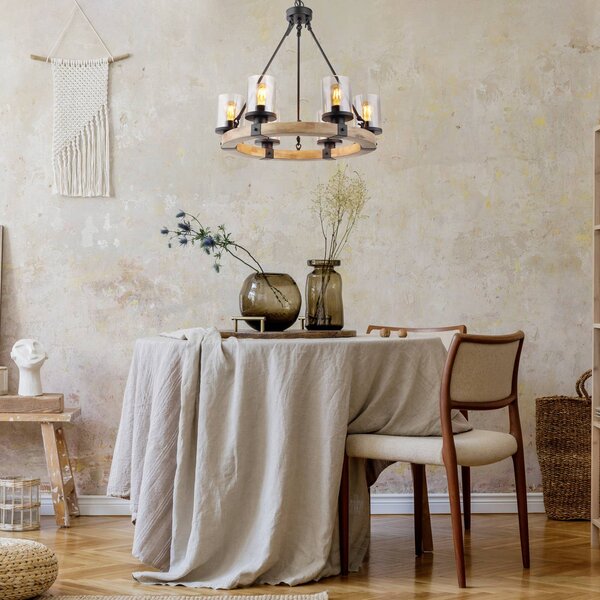 Globo Lampa wisząca Lila, możliwość ściemniania, ciemne drewno, salon / jadalnia, drewno, dworkowy / rustykalny
