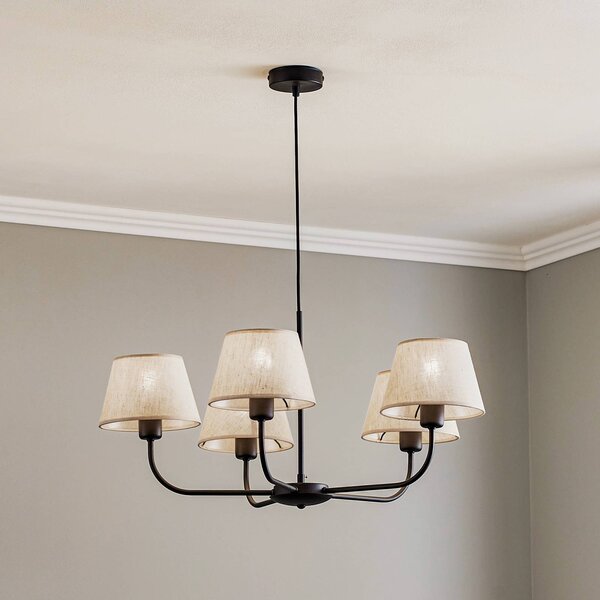 Żyrandol Chicago TK Lighting, możliwość ściemniania, kremowy / amber, salon / jadalnia, tkanina / materiał / jedwab