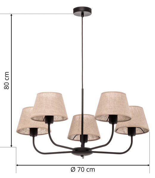 Żyrandol Chicago TK Lighting, możliwość ściemniania, kremowy / amber, salon / jadalnia, tkanina / materiał / jedwab