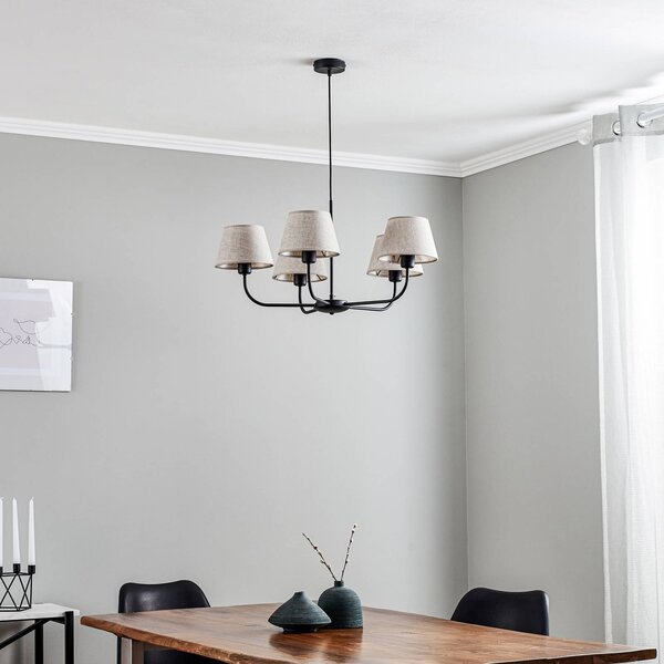 Żyrandol Chicago TK Lighting, możliwość ściemniania, kremowy / amber, salon / jadalnia, tkanina / materiał / jedwab