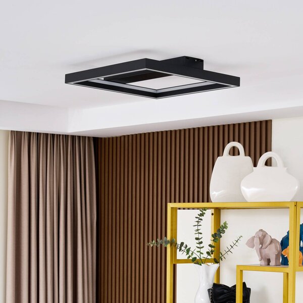 Inteligentna lampa sufitowa Tjado Lucande, możliwość ściemniania, czarny, salon / jadalnia, metal, nowoczesny
