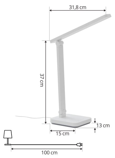 Lampa stołowa Rylas Lindby, możliwość ściemniania, biały / opal, biuro, tworzywo sztuczne, nowoczesny