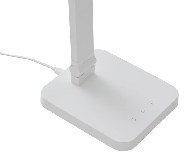 Lampa stołowa Rylas Lindby, możliwość ściemniania, biały / opal, biuro, tworzywo sztuczne, nowoczesny
