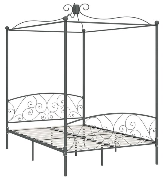 Szare łóżko małżeńskie z baldachimem 180x200 cm - Orfes