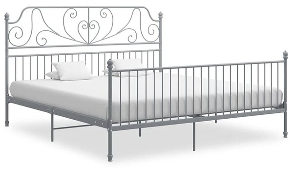 Szare metalowe łózko z zagłówkiem 180x200 cm H1-E45