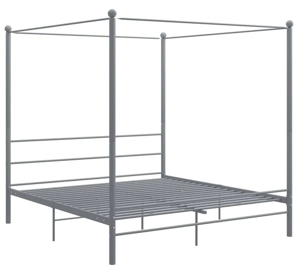 Szare metalowe łóżko z baldachimem 180x200 cm - Wertes