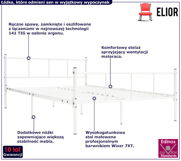 Białe metalowe łóżko 120x200 cm G5-P08