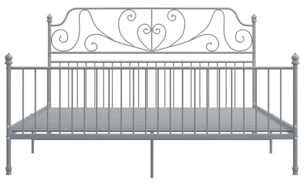 Szare metalowe łózko z zagłówkiem 180x200 cm H1-E45