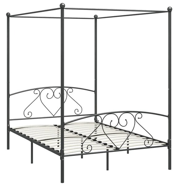 Czarne metalowe łóżko z baldachimem 200x200 cm - Elox
