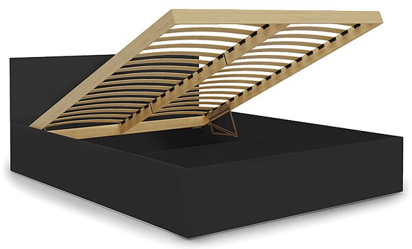 Czarne Łóżko Z Pojemnikiem I Materacem 160X200 W1-W59