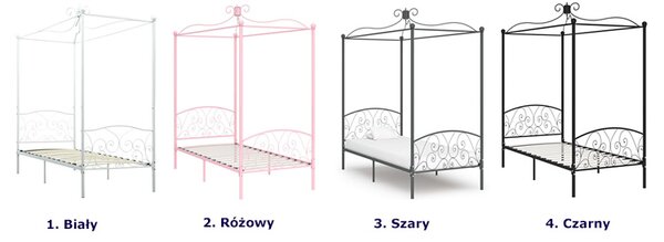 Szare metalowe łóżko z baldachimem 100x200 cm P8-A22