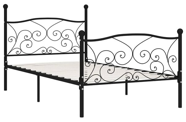 Czarne metalowe łóżko rustykalne 90x200 cm - Tulvos