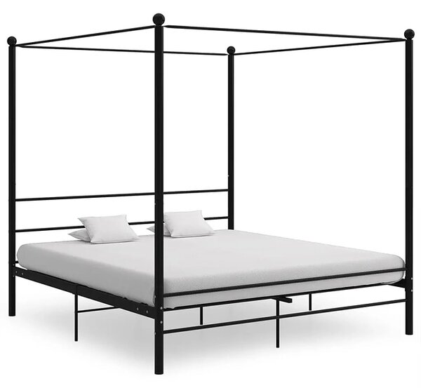 Czarne łóżko dwuosobowe z metalu 200x200 cm P1-L59