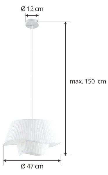 Lampa wisząca Eryndor Lindby, możliwość ściemniania, biały / opal, salon / jadalnia, tkanina / materiał / jedwab, nowoczesny