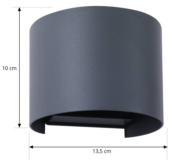 Lindby Smart – kinkiet zewnętrzny LED Dara, szary, okrągły, CCT RGB, Tuya Dara Lindby, możliwość ściemniania, aluminiowy / szary / cynkowy, tworzywo sztuczne, nowoczesny
