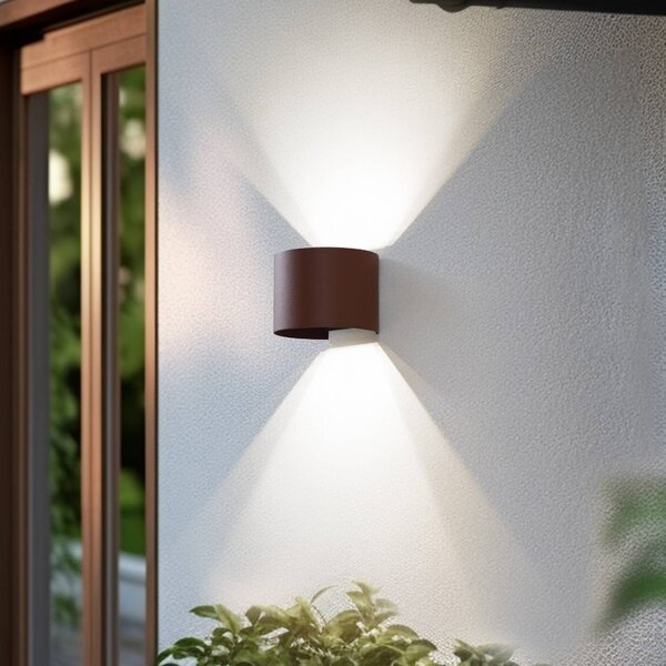 Lindby Smart LED kinkiet zewnętrzny Dara rdzawy okrągły CCT RGB Tuya Lindby, możliwość ściemniania, brązowy / rdzawy, tworzywo sztuczne, nowoczesny