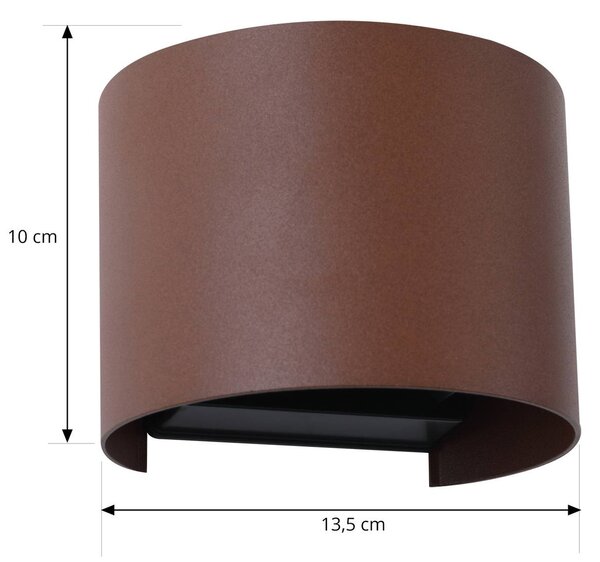 Lindby Smart LED kinkiet zewnętrzny Dara rdzawy okrągły CCT RGB Tuya Lindby, możliwość ściemniania, brązowy / rdzawy, tworzywo sztuczne, nowoczesny