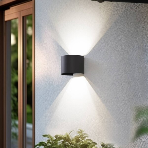 Lindby Smart – kinkiet zewnętrzny LED Dara, szary, okrągły, CCT RGB, Tuya Dara Lindby, możliwość ściemniania, aluminiowy / szary / cynkowy, tworzywo sztuczne, nowoczesny