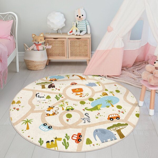 Dziecięcy dywan do zabawy odpowiedni do prania ø120 cm Savana Ride – Mila Home