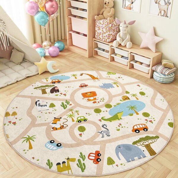 Dziecięcy dywan do zabawy odpowiedni do prania ø120 cm Savana Ride – Mila Home