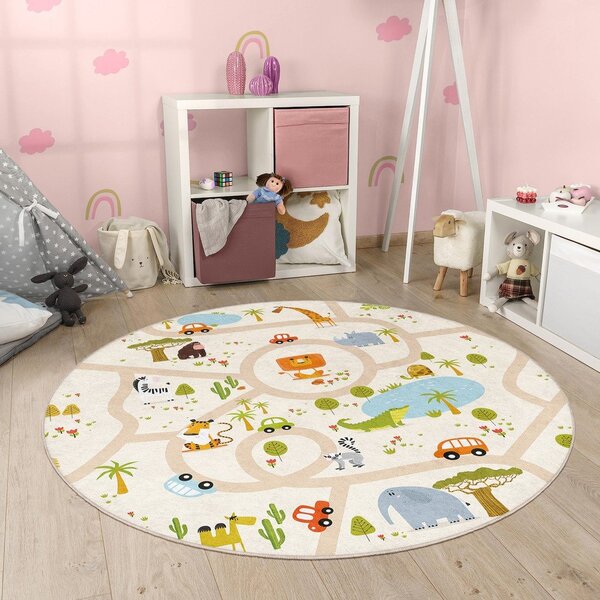 Dziecięcy dywan do zabawy odpowiedni do prania ø120 cm Savana Ride – Mila Home