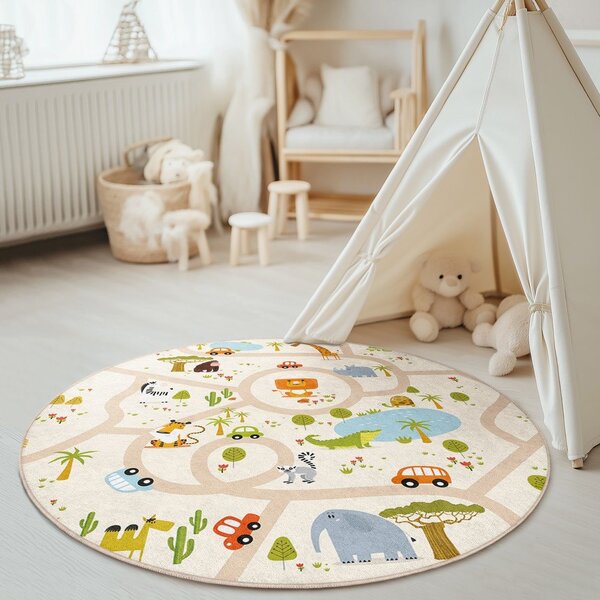 Dziecięcy dywan do zabawy odpowiedni do prania ø120 cm Savana Ride – Mila Home