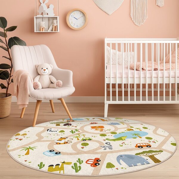 Dziecięcy dywan do zabawy odpowiedni do prania ø120 cm Savana Ride – Mila Home