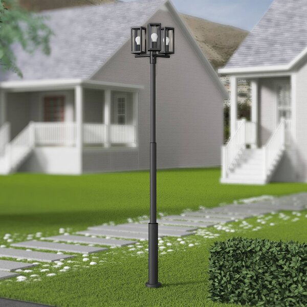Lampa zewnętrzna Lucande Siveta, 240 cm, 3-punktowa, czarny, E27, IP65 Siveta Lucande, możliwość ściemniania, czarny, aluminium