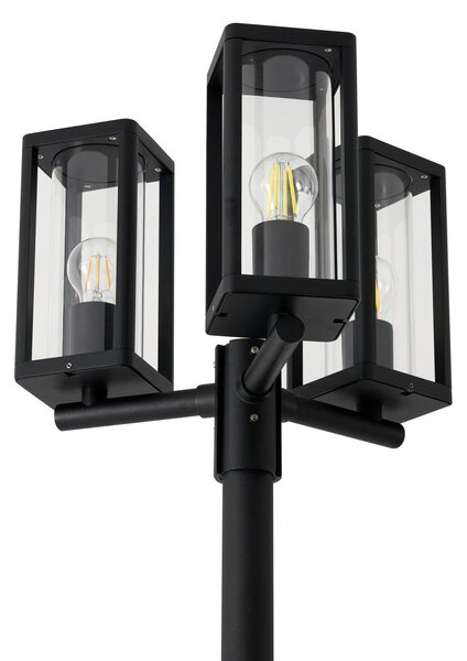 Lampa zewnętrzna Lucande Siveta, 240 cm, 3-punktowa, czarny, E27, IP65 Siveta Lucande, możliwość ściemniania, czarny, aluminium