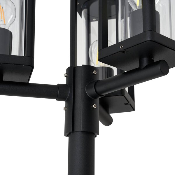 Lampa zewnętrzna Lucande Siveta, 240 cm, 3-punktowa, czarny, E27, IP65 Siveta Lucande, możliwość ściemniania, czarny, aluminium