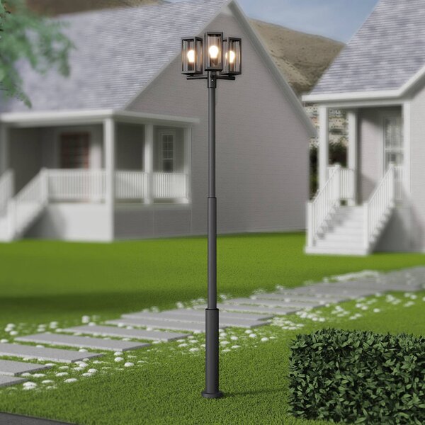 Lampa zewnętrzna Lucande Siveta, 240 cm, 3-punktowa, czarny, E27, IP65 Siveta Lucande, możliwość ściemniania, czarny, aluminium