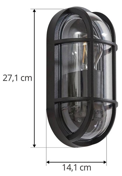 Kinkiet zewnętrzny Serine Lucande, możliwość ściemniania, czarny, aluminium