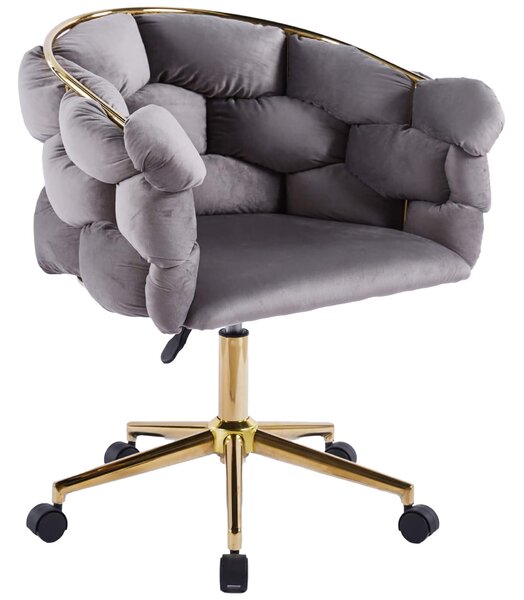 EMWOmeble Krzesło fotelowe obrotowe BALLOON DC-SV9118 szary welur #22 / złote nogi