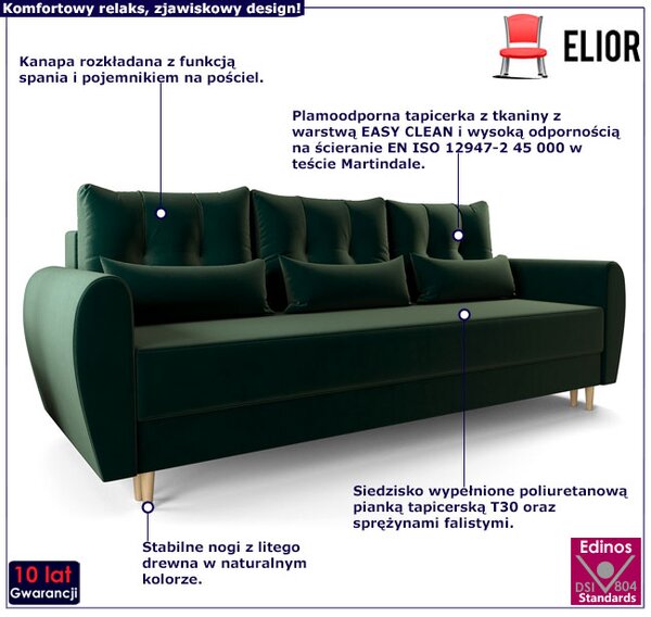 Zielona sofa rozkładana P9-T02
