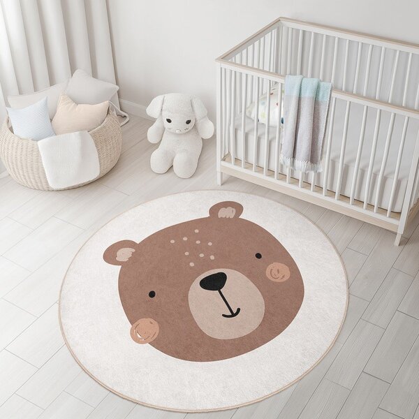 Brązowo-kremowy dywan dziecięcy odpowiedni do prania ø100 cm Teddy Bear – Mila Home